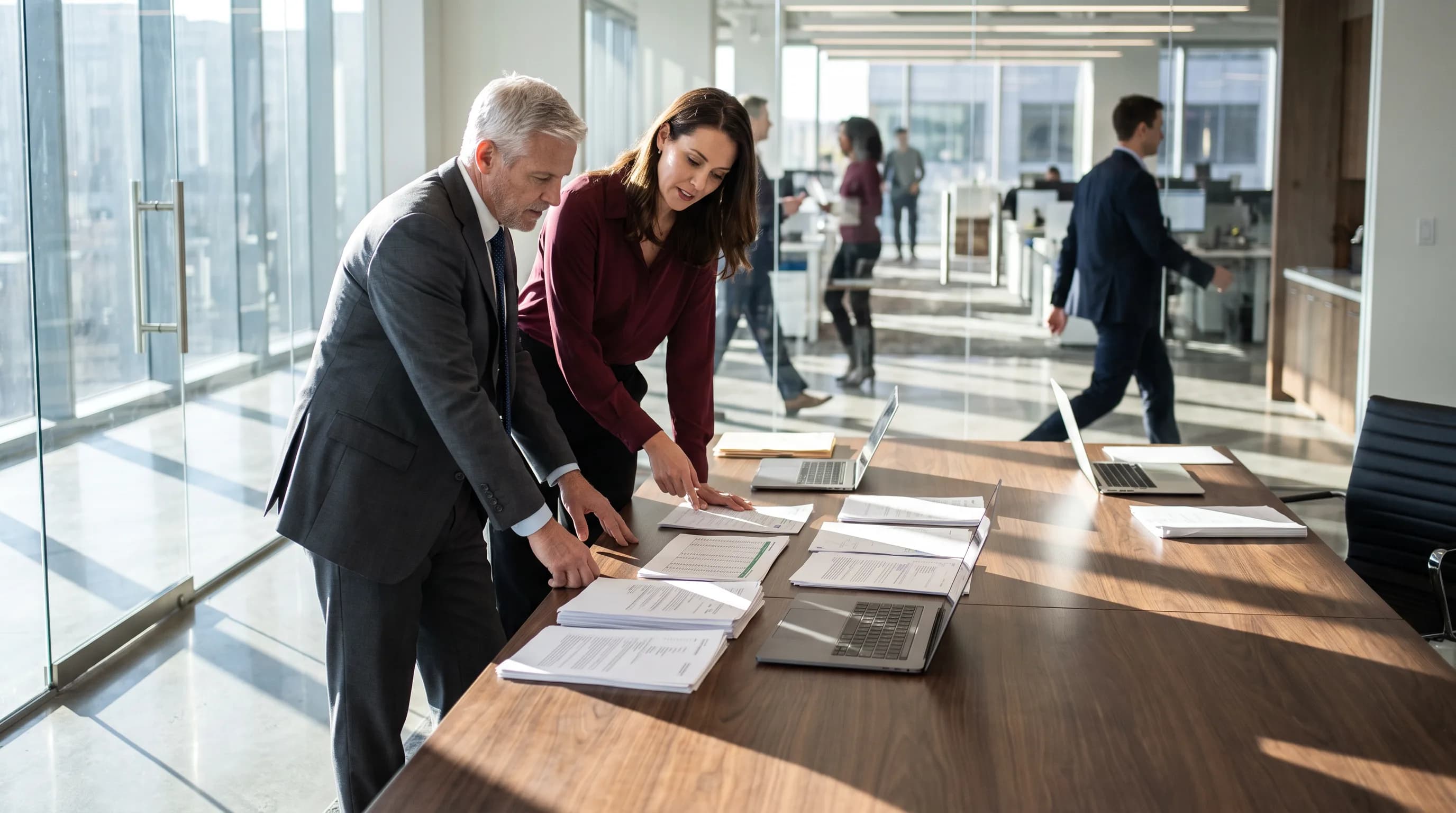 Finance professionals working with documents and systems